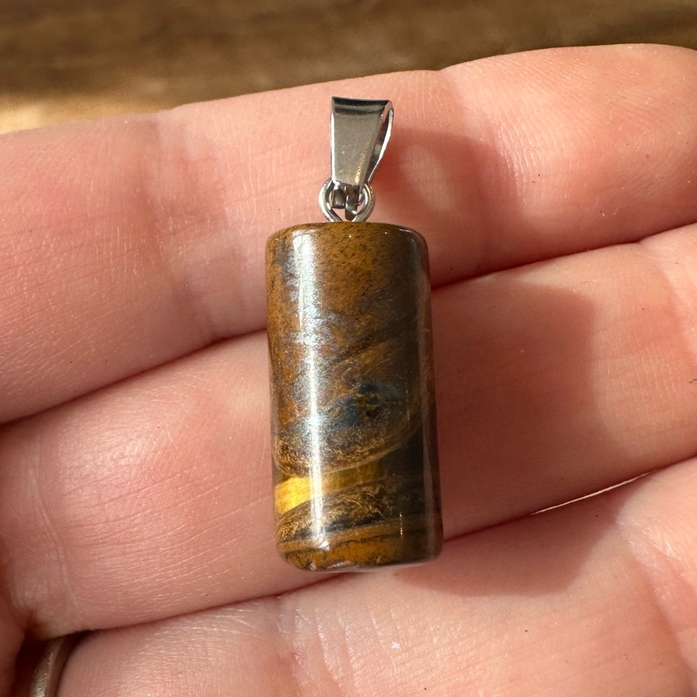 Tigers Eye Column Cylinder Pendant for necklace